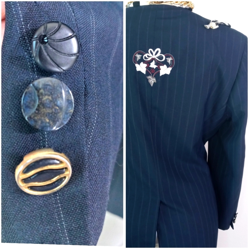 Evan Picone Pinstripe Craft Core Wearable Art RAD Blazer - Picture 5 of 15